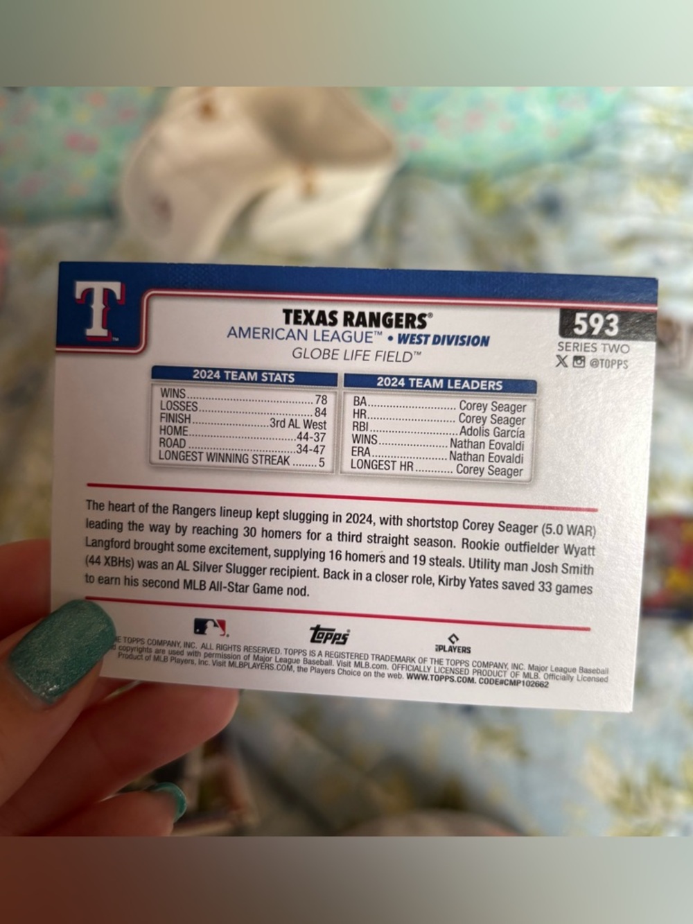 Texas Rangers Topps baseball card - Picture 8 of 10